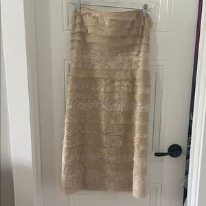 BCBGMaxAzria Strapless Tan Lace Dress